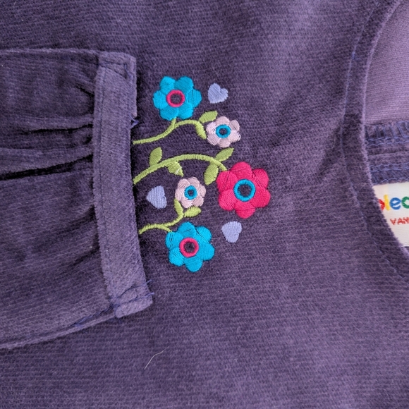 Y2K Vintage Please Mum Purple Corduroy Dress with Floral Embroidery - Picture 4 of 4